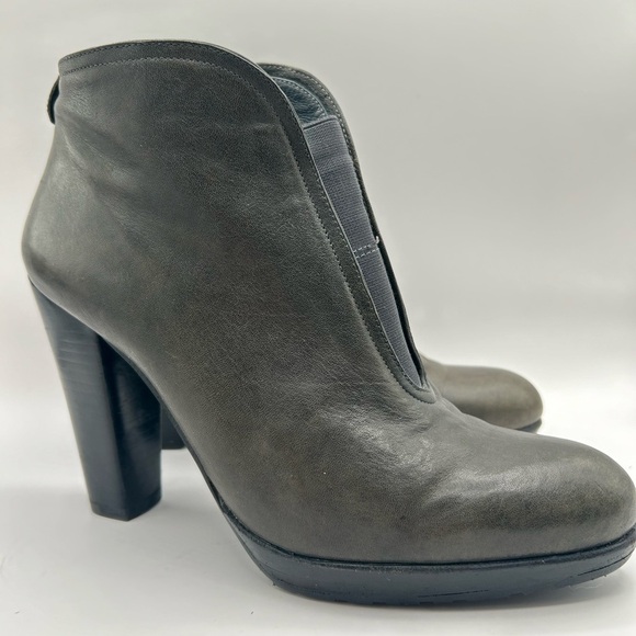 Stuart Weitzman Gray Green  Leather Platform Heels Ankle Bootie Women's size 8.5 - Picture 6 of 13